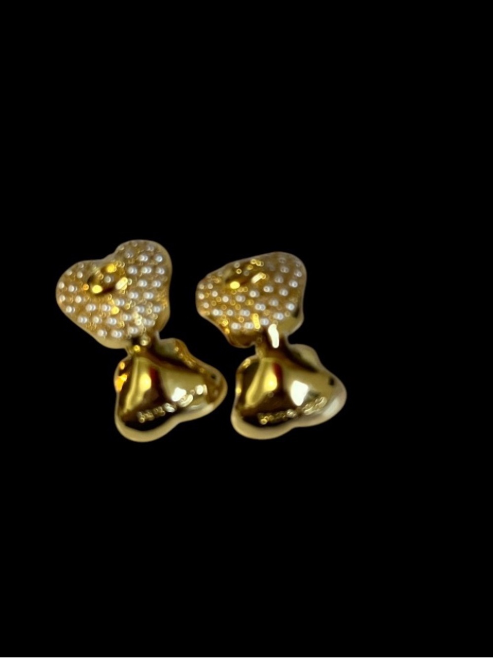 Coach Gold Heart Drop Earrings with Crystal Accent - Women Jewelry